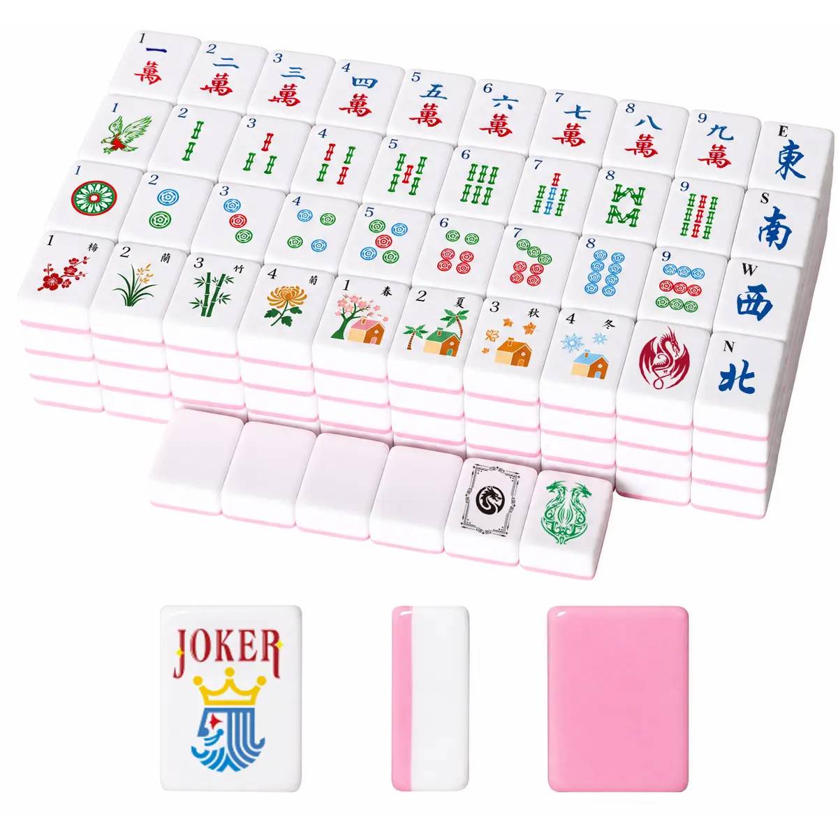 Pink-Back American Mahjong Tile Set with Jokers