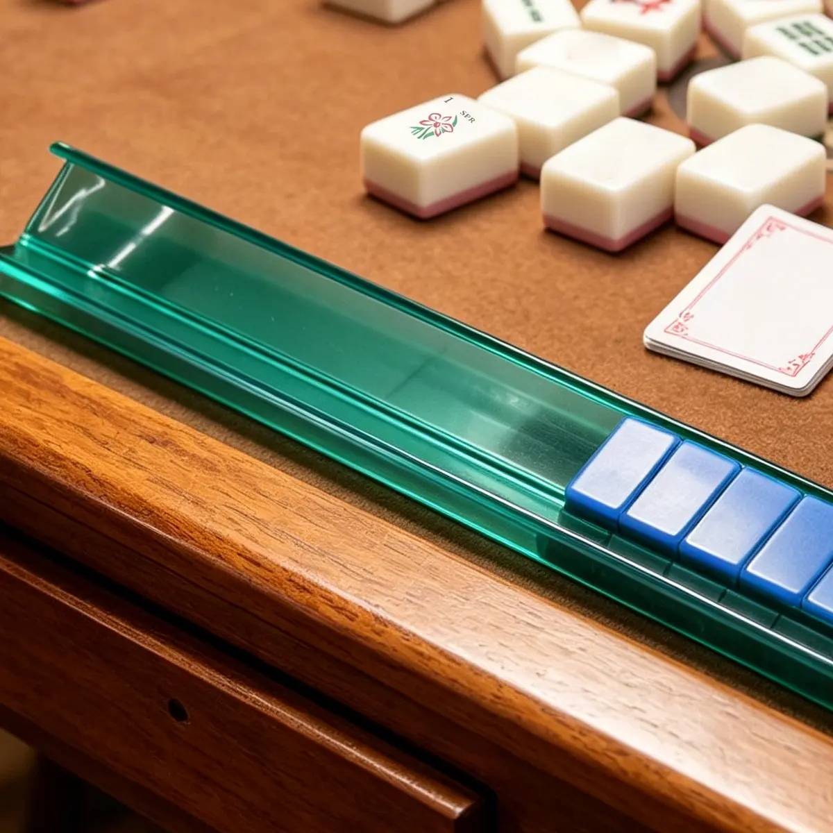 Translucent Green Mahjong Rack & Tile Pusher Set